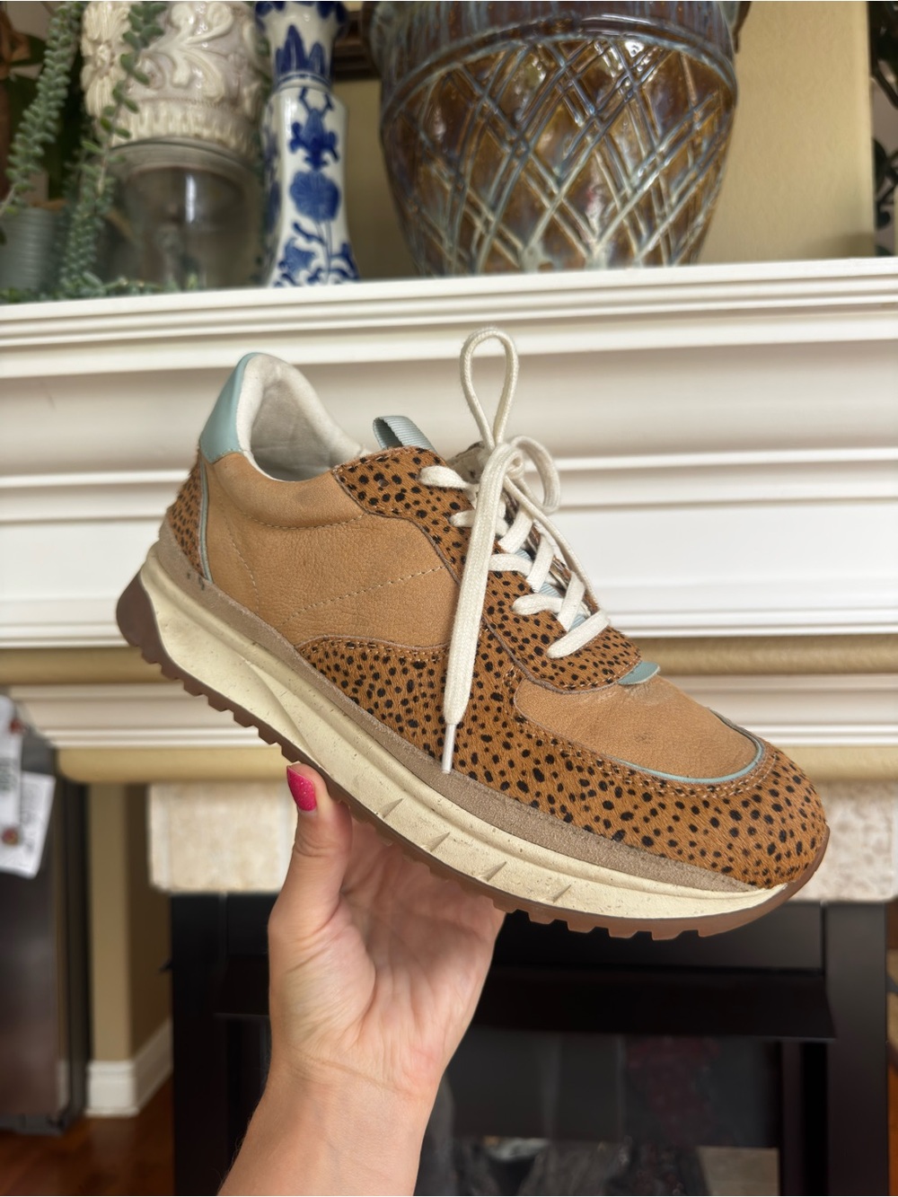 Madewell Kickoff Trainer Sneakers Spot Dot Calf Hair Nubuck Leather Size 9